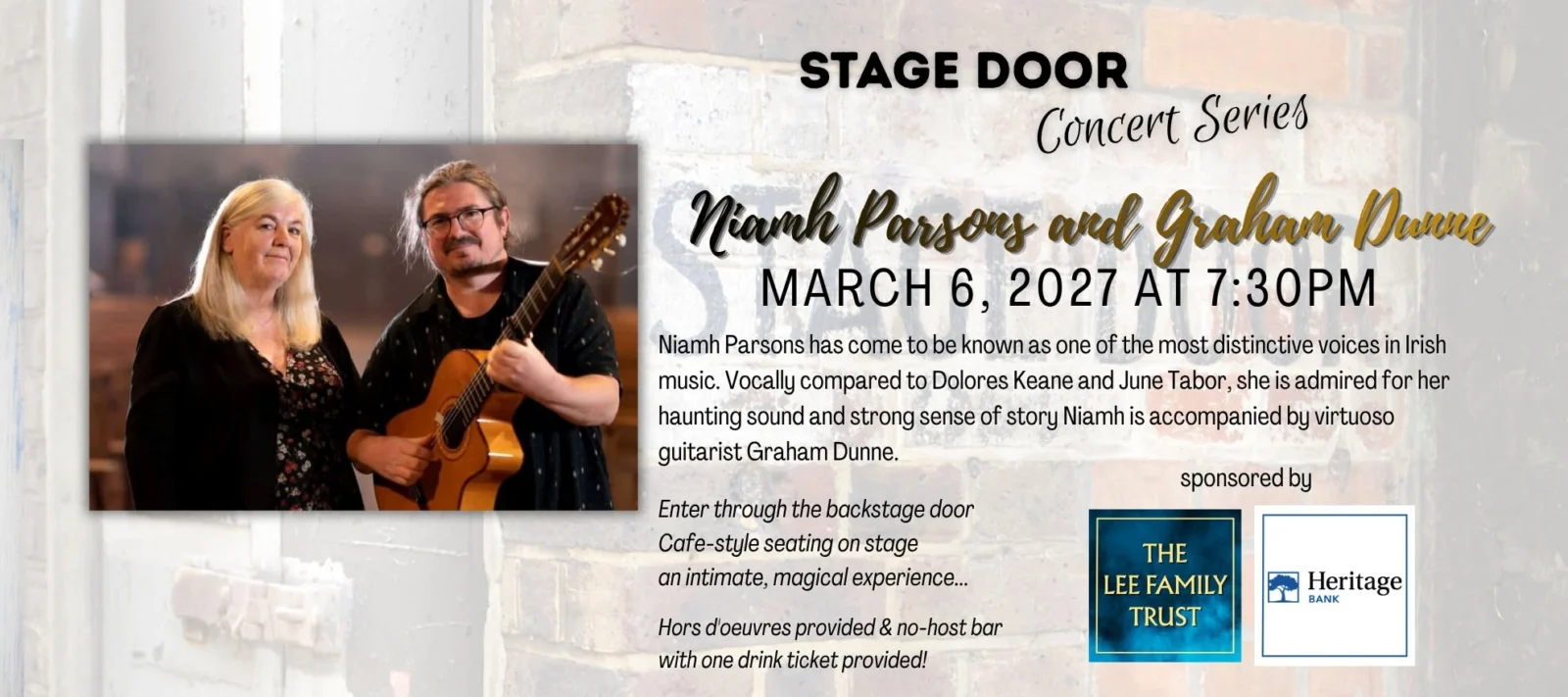 Stage Door Concert: Niamh Parsons and Graham Dunne