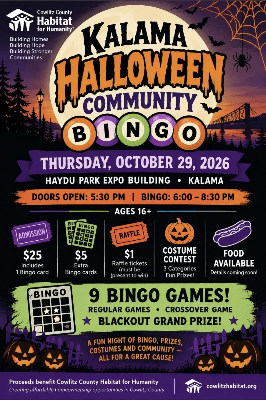 Kalama Halloween Community Bingo