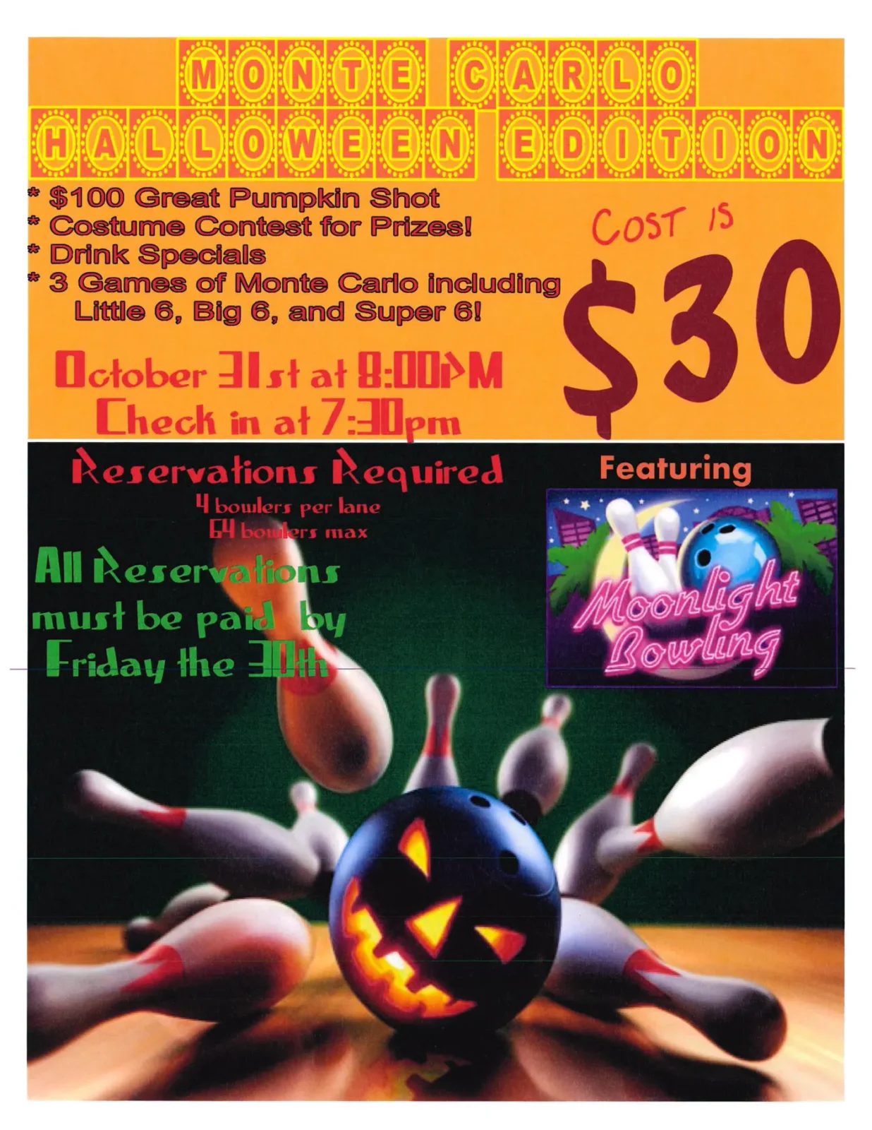 Moonlight Monte Carlo — Halloween Edition at Triangle Bowl